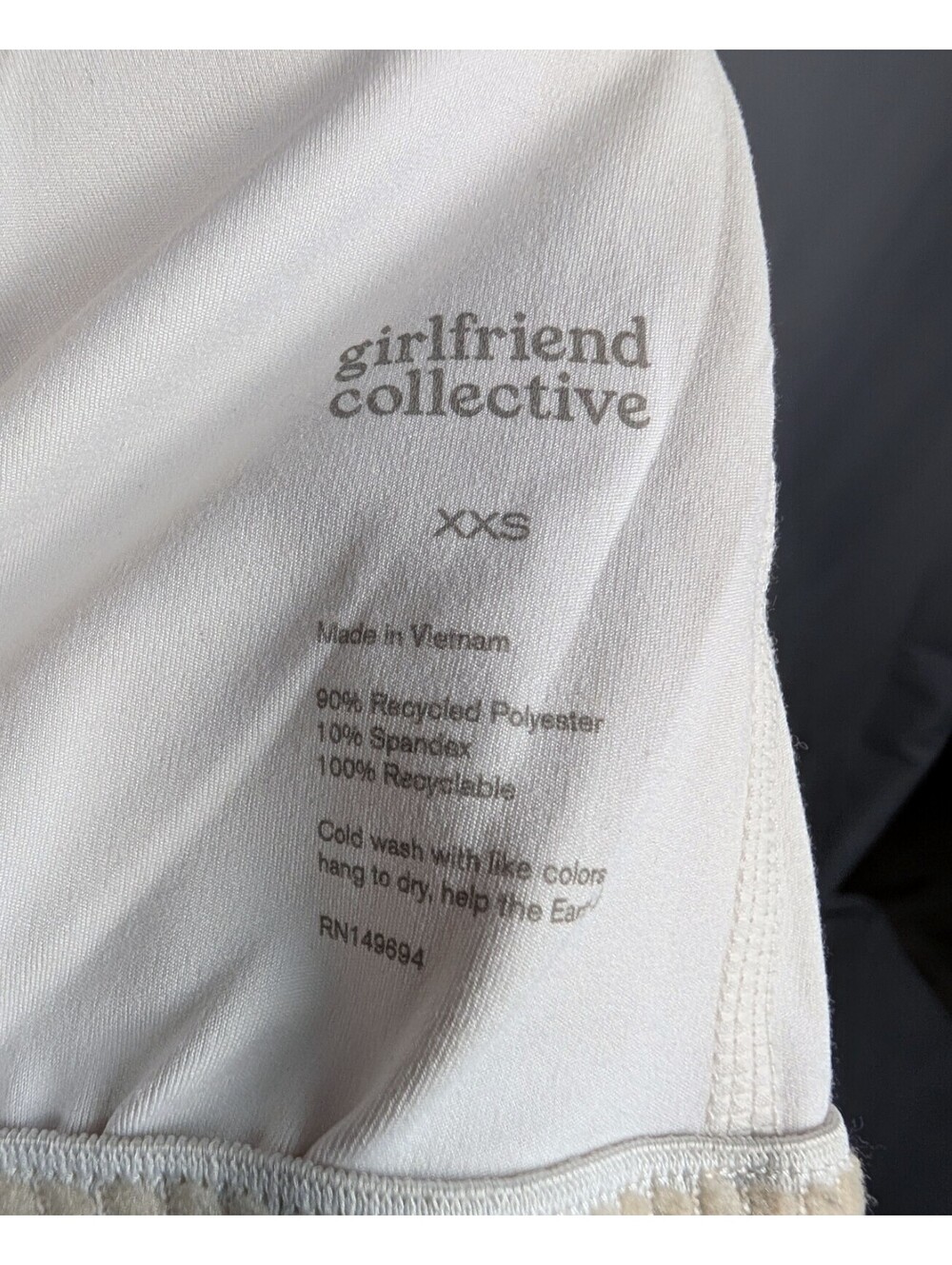 Athleisure Sustainable Girlfriend Collective White Racerback Tank XXS - Picture 3 of 3